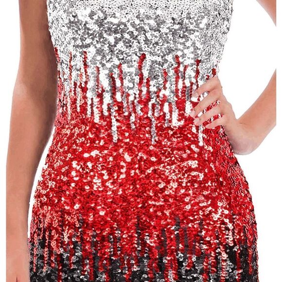 ✨ Sequin Ombre Sparkly Sexy Bodycon Spaghetti Strap Party Dress SIZE XL NEW - Picture 13 of 17